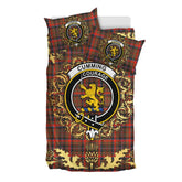 Cumming Hunting Weathered Tartan Crest Bedding Set - Golden Thistle Style